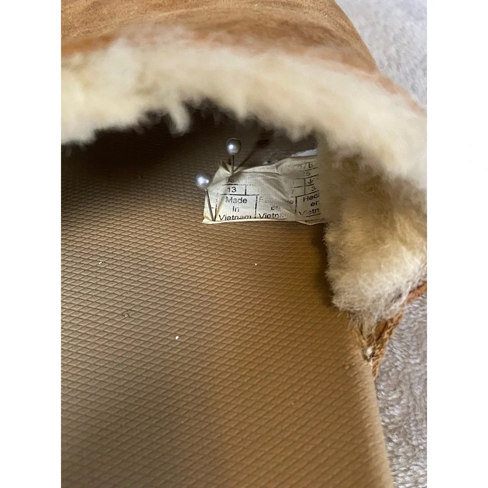UGG Xavier Slides Men 13 Chestnut Suede Sheepskin Lined Treadlite Sandals